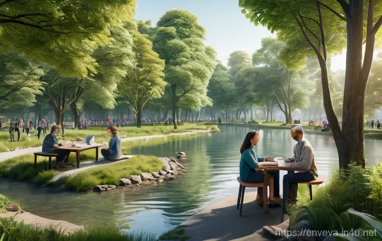 환경영향평가 보고서 작성 요령 - **Prompt 1: A Vision of Sustainable Future**
A wide-angle, realistic photo capturing a diverse g...