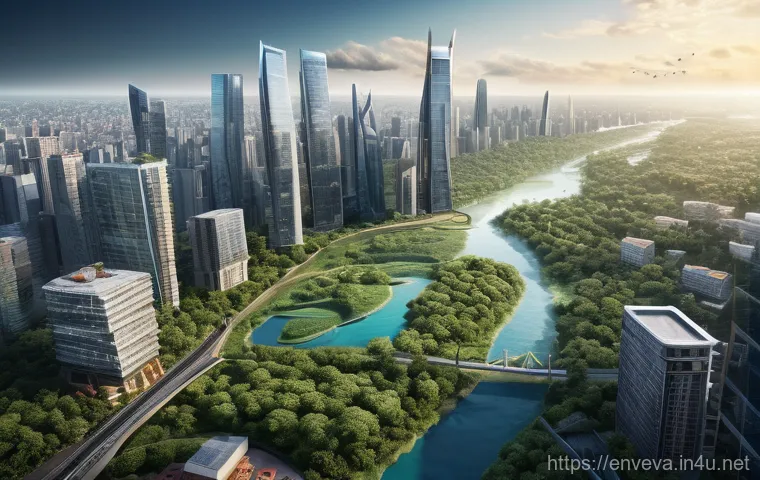 환경영향평가와 환경교육 - **Prompt 1: The Balancing Act of Development and Nature**
    An aerial view showing a vibrant, lush...