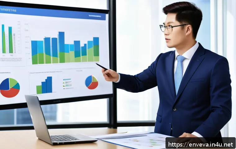 환경영향평가사 연봉 협상 팁 - A professional environment impact assessor confidently presenting a detailed project report in a mod...